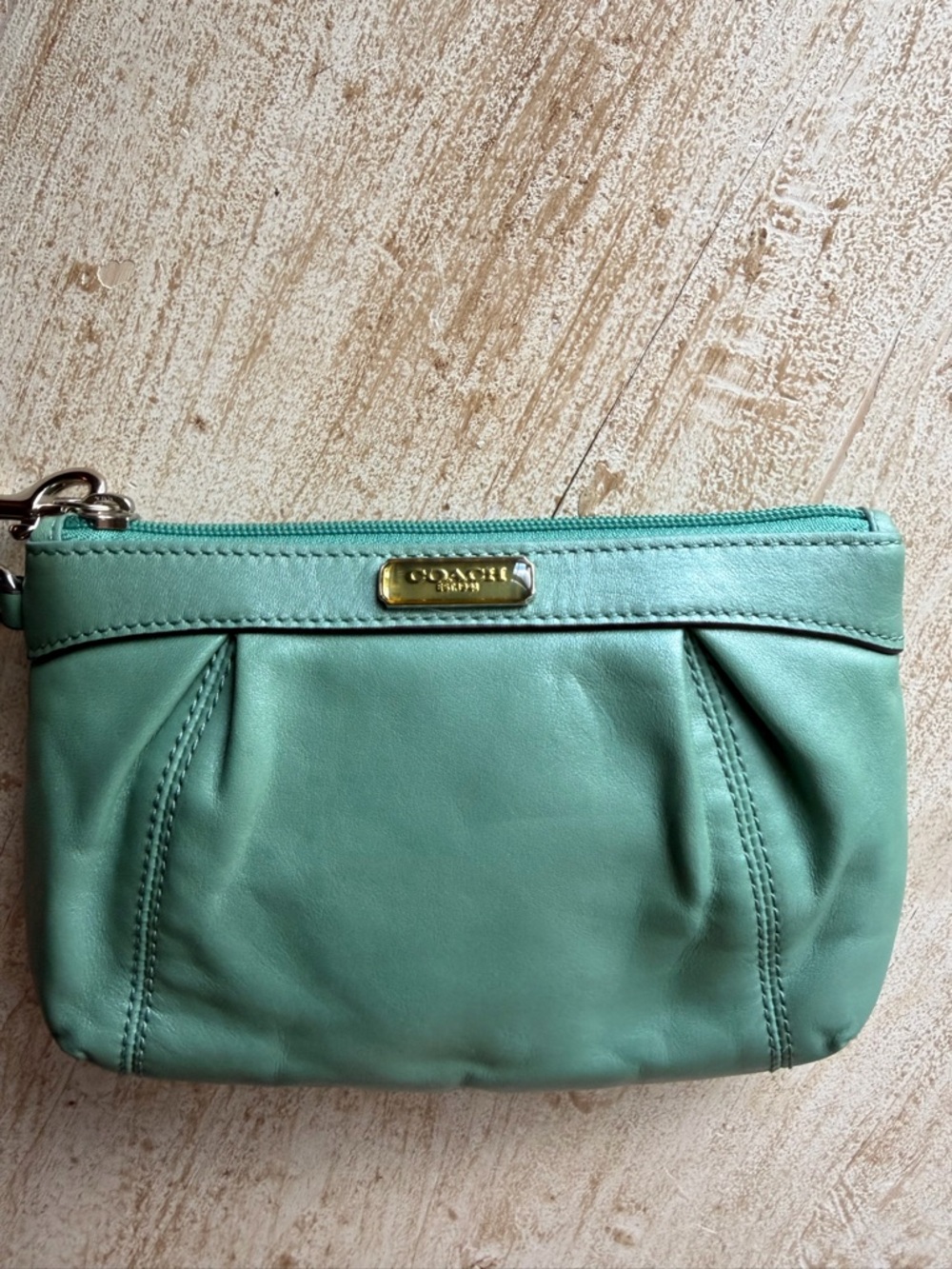 Coach Wristlet Soft Leather Seafoam green Wallet.